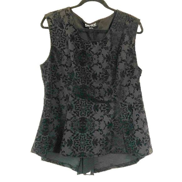 Forever 21+ Plus Black Burn Out Top 2X - Picture 1 of 6